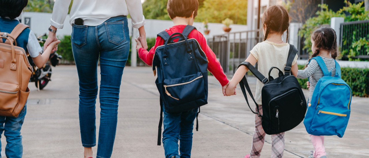 Kids going to school in France